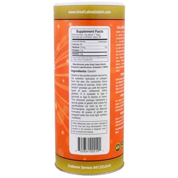 Great Lakes Gelatin Co. Porcine Gelatin Collagen Joint Care Unflavored 1Source