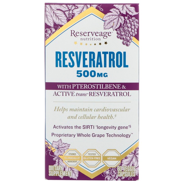 Reserveage Nutrition Resveratrol With Pterostilbene & Active Trans ...