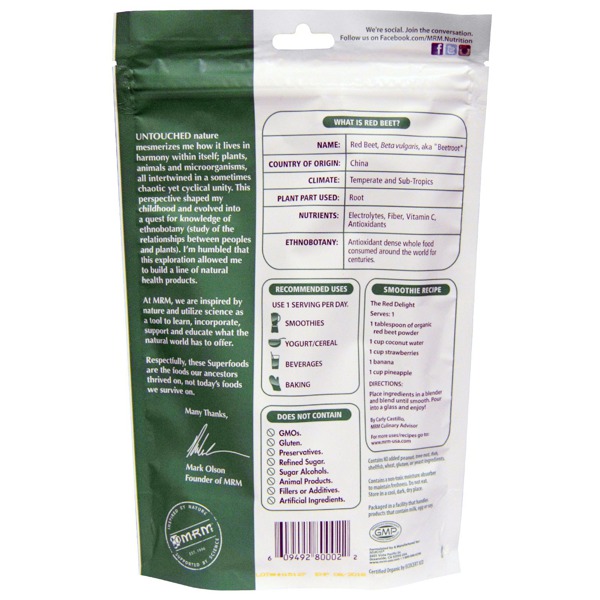 MRM Organic Red Beet Powder 1Source