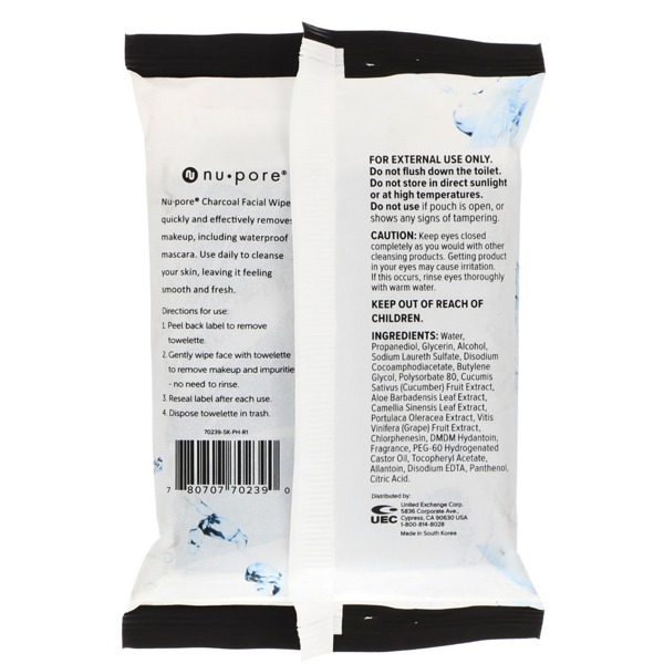NuPore Charcoal Facial Wipes 1Source