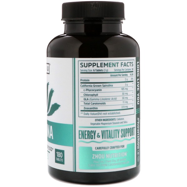 Zhou Nutrition Spirulina Longevity Superfood 1Source