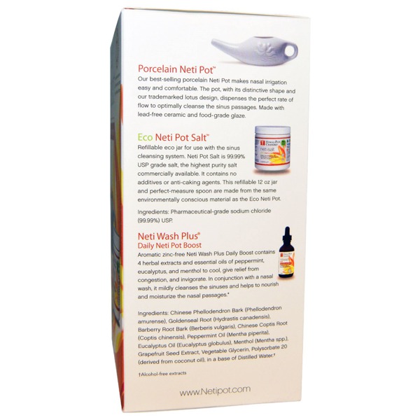 Himalayan Institute Neti Pot Porcelain Sinus Cleansing System 3 Piece