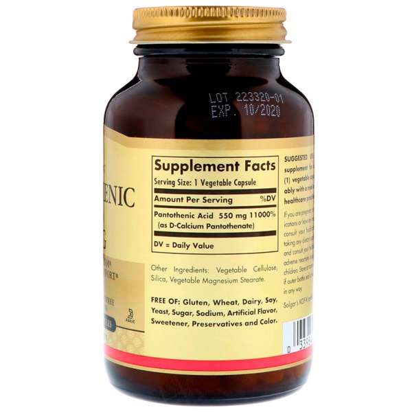 Solgar Pantothenic Acid 550 Mg 1Source