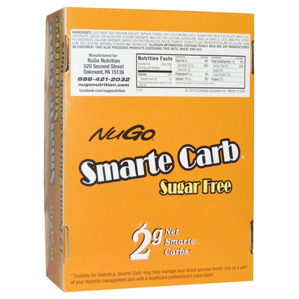Nugo Nutrition Smarte Carb Sugar Free Peanut Butter Crunch Bars 1Source