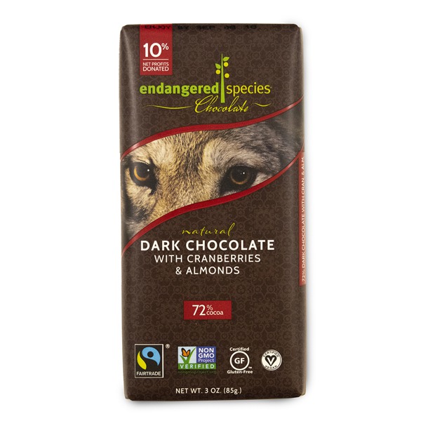 Endangered Species Chocolate Natural Dark Chocolate With Cranberries