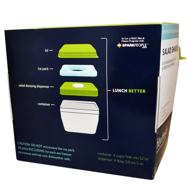 Fit & Fresh, Salad Shaker With Removable Ice Pack & Dressing Dispenser