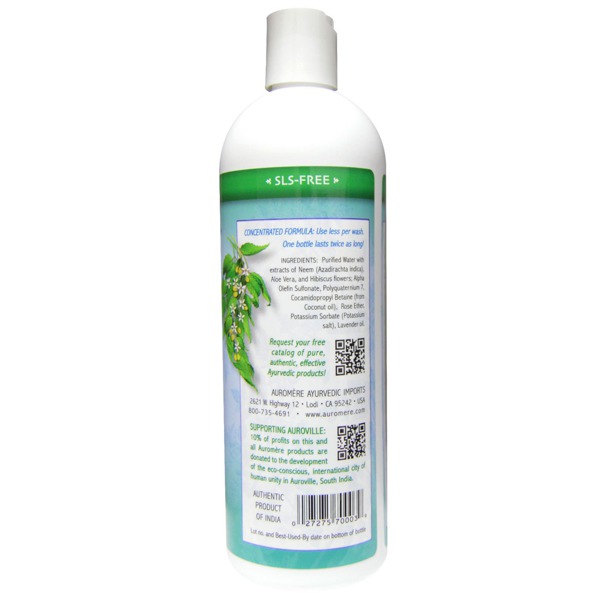 Auromere Ayurveda Shampoo Mit Aloe Vera & Neem (473ml) - Natürlich Für Trockenes Haar, Tierversuchsfrei