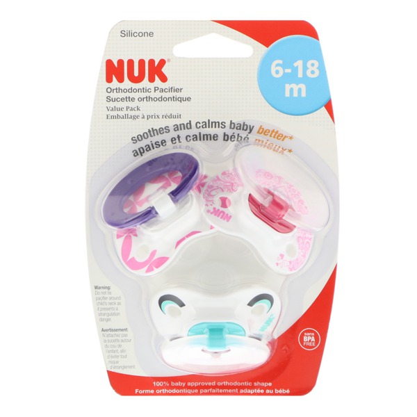 Nuk Orthodontic Pacifier Girl 6 18 Months 3 Pack 1source