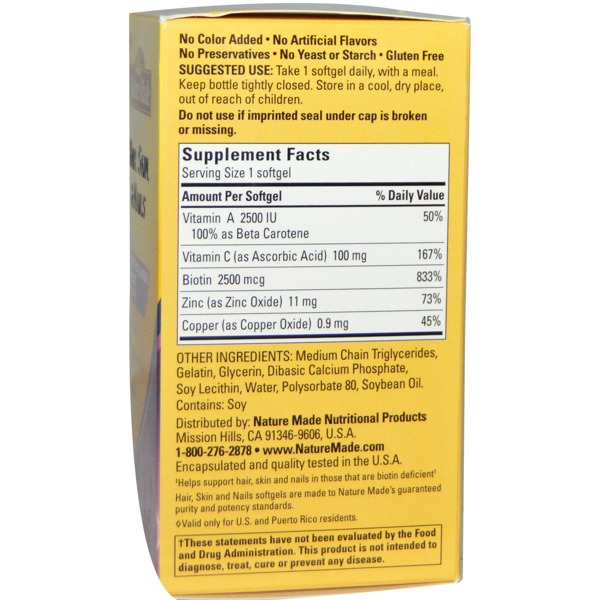 Nature Made Hair Skin Nails 60 Softgels 1source