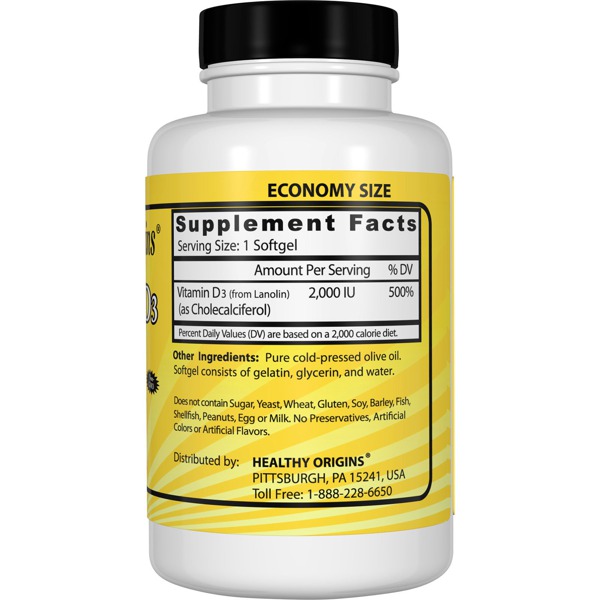 Healthy Origins Vitamin D3 2,000 IU 1Source