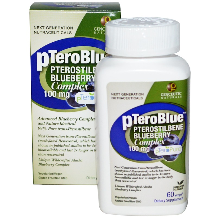 Genceutic Naturals Pteroblue, Pterostilbene Blueberry Complex 100 Mg