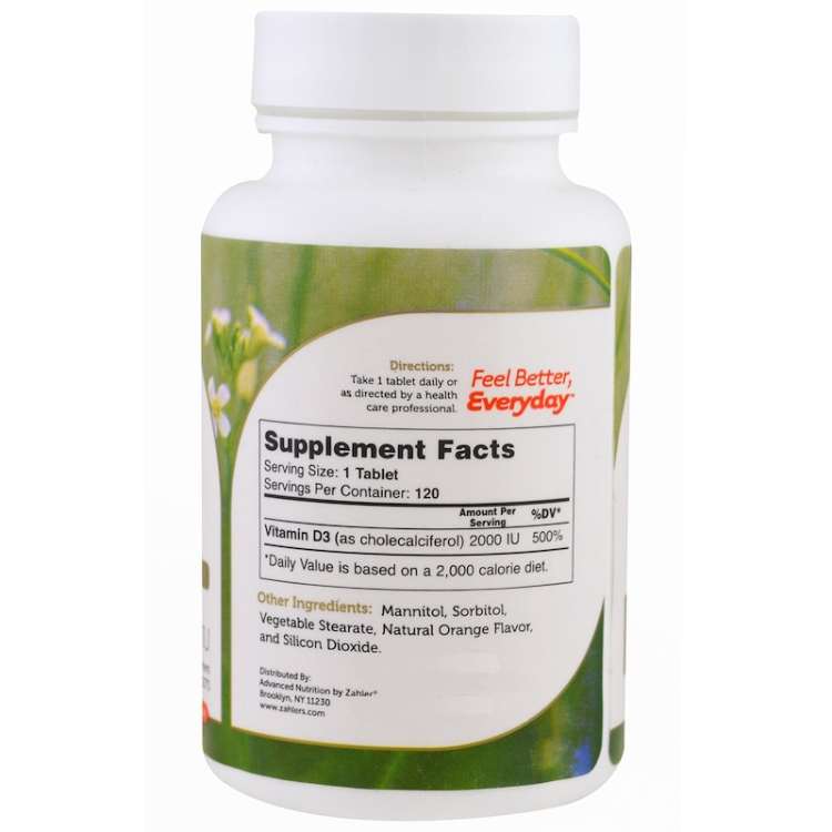 Zahler Vitamin D3 Orange Flavor 2000 IU 1Source