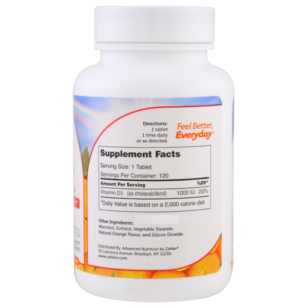 Zahler Junior D3 Advanced Vitamin D3 Formula Orange 1,000 IU 1Source