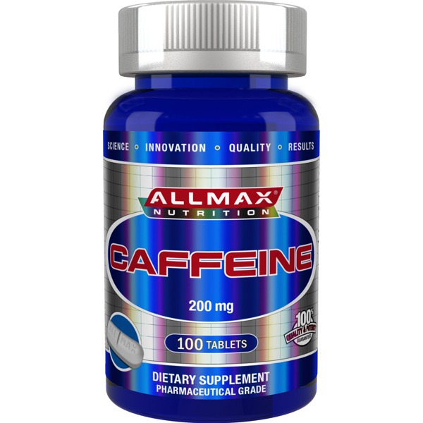 ALLMAX Nutrition 100 Pure Caffeine + EasyToCut In Half Pill 200 Mg