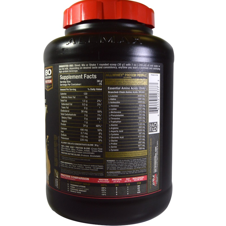 ALLMAX Nutrition Allwhey Gold 100 Whey Protein + Premium Whey Protein