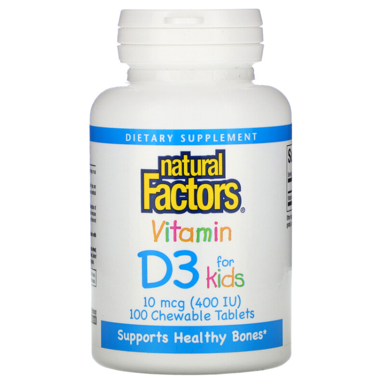Natural Factors Vitamin D3 Strawberry Flavor 400 IU 1Source