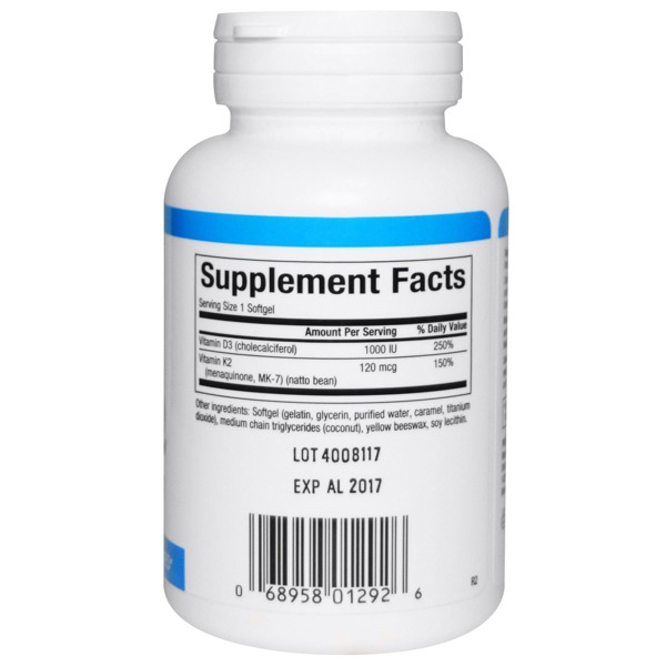 Natural Factors Vitamin D3 & K2 1Source