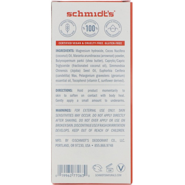 Schmidt'S Natural Deodorant Sensitive Skin Formula Geranium Flower