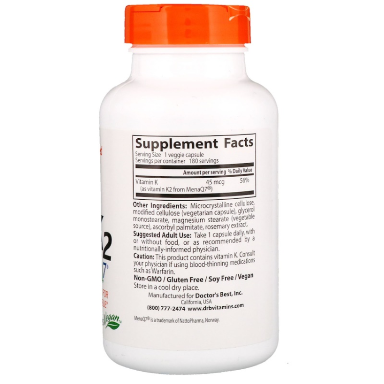 Doctor'S Best Natural Vitamin K2 MK7 With Mena Q7 45 Mcg 1Source