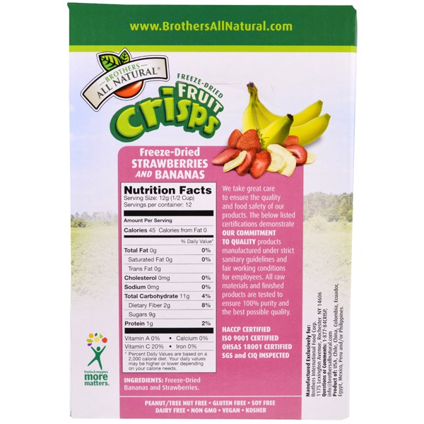 BrothersAllNatural Fruit Crisps FreezeDried Strawberries & Bananas