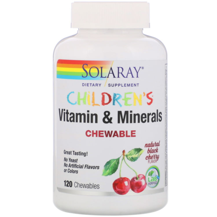Solaray Children'S Chewable Vitamins And Minerals Natural Black Cherry