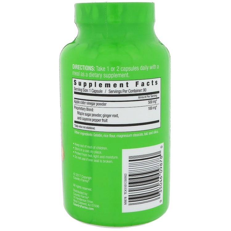 Country Farms Apple Cider Vinegar 500 Mg 1Source