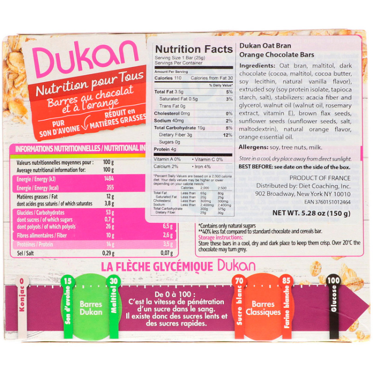 Dukan Diet Oat Bran Orange Chocolate Bars 1Source