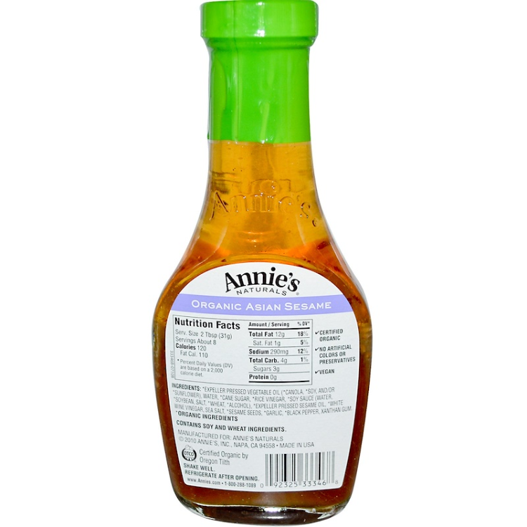 Annie'S Naturals Organic. Asian Sesame Dressing 1Source