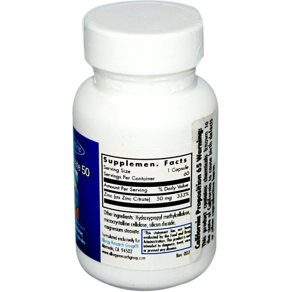 Allergy Research Group Zinc Citrate 50 1Source