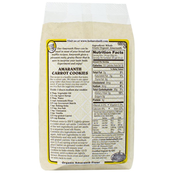 Bob'S Red Mill Organic Whole Grain Amaranth Flour 1Source