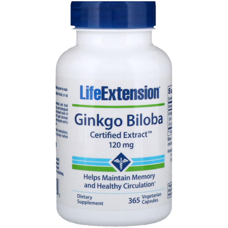 Life Extension Ginkgo Biloba Certified Extract 120 Mg 1Source
