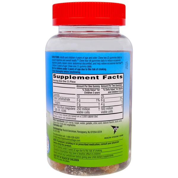Schiff Digestive Advantage Probiotic Gummies Natural Fruit Flavors