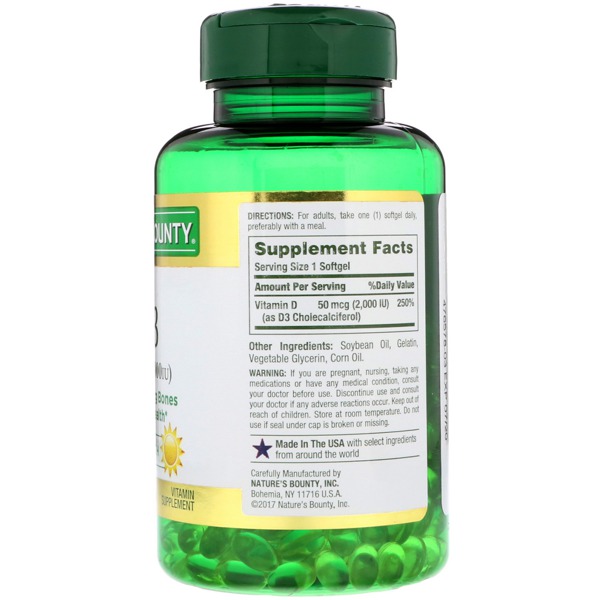 Nature'S Bounty Vitamin D3 50 Mcg (2000 IU) 1Source