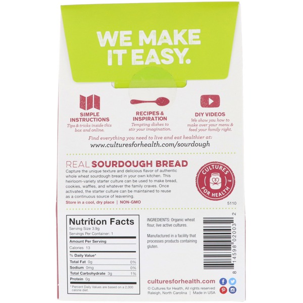 Cultures For Health Real Sourdough Bread Whole Wheat 1Source