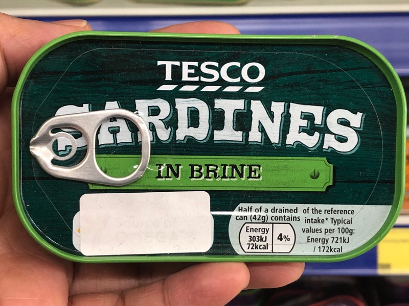 Tesco Sardines In Brine Tesco 鹽水浸沙甸魚 1Source