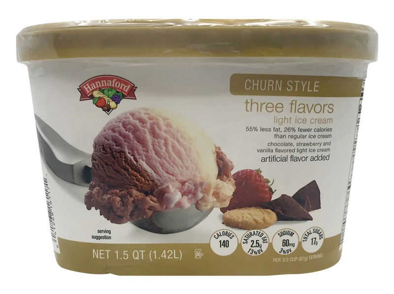 Hannaford Three Flavors Light Ice Cream Crunch Style 1Source