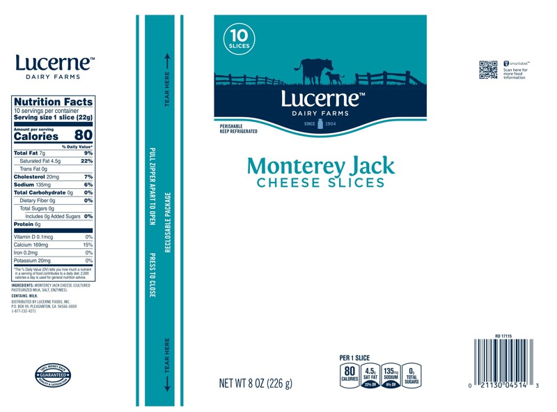 Lucerne Dairy Farms, Monterey Jack Cheese Slices 1Source