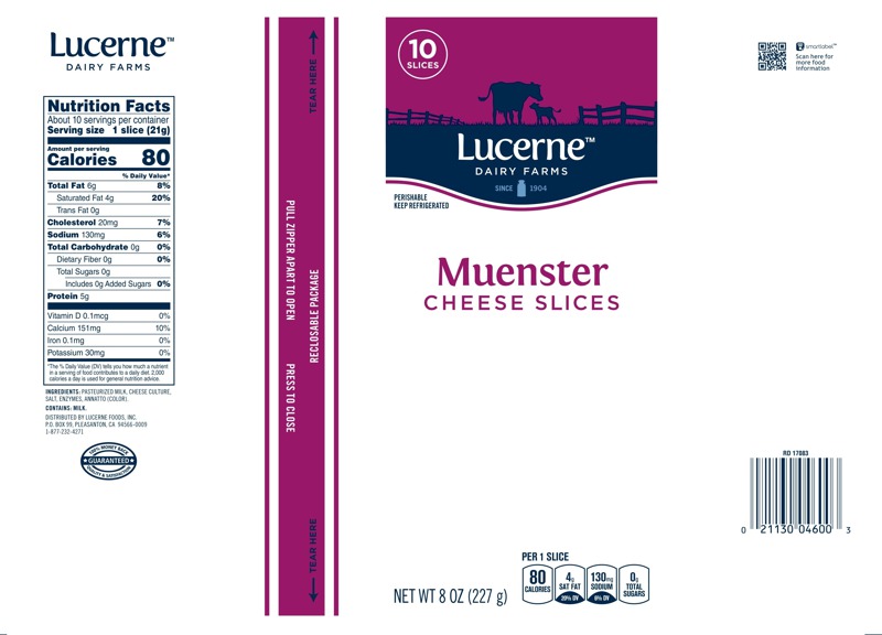 Lucerne Dairy Farms, Muenster Cheese Slices 1Source