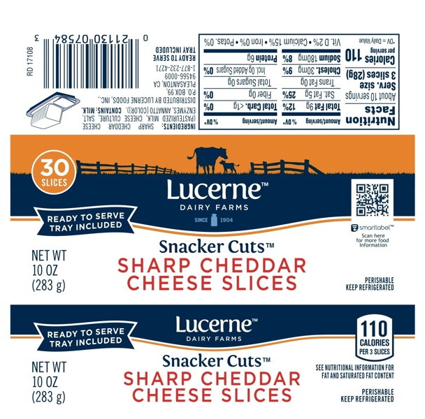 Lucerne Dairy Farms, Snacker Cuts, Sharp Cheddar Cheese Slices 1Source