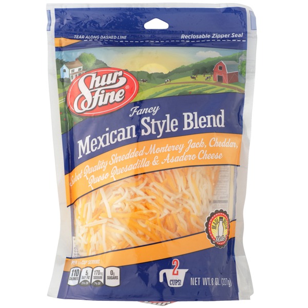 Shurfine FANCY SELECT QUALITY SHREDDED MONTEREY JACK CHEDDAR QUESO QUESADILLA & ASADERO CHEESE