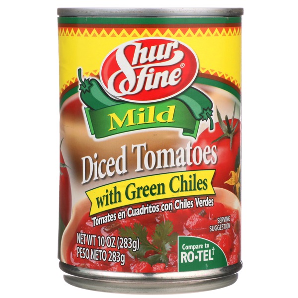 Shurfine MILD DICED TOMATOES WITH GREEN CHILES 1Source