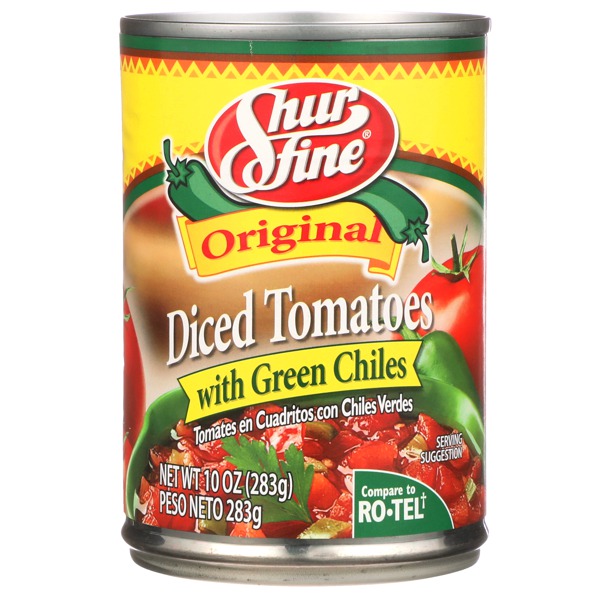 Shurfine ORIGINAL DICED TOMATOES WITH GREEN CHILES 1Source