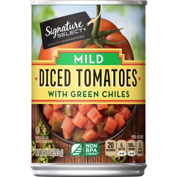 Signature Select DICED TOMATOES WITH GREEN CHILES 1Source