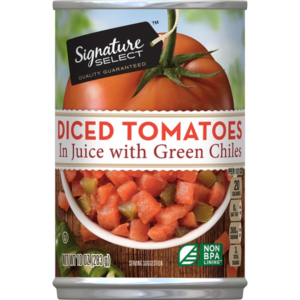Signature Select DICED TOMATOES IN JUICE WITH GREEN CHILES 1Source