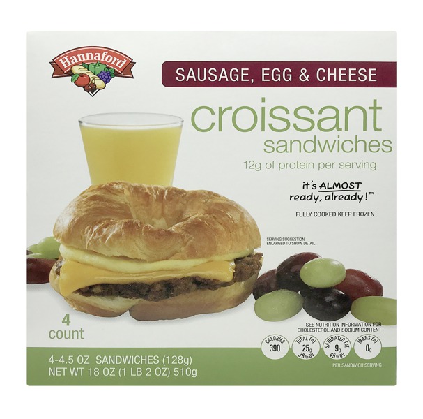 Hannaford Sausage Egg & Cheese Croissant Sandwiches 1Source