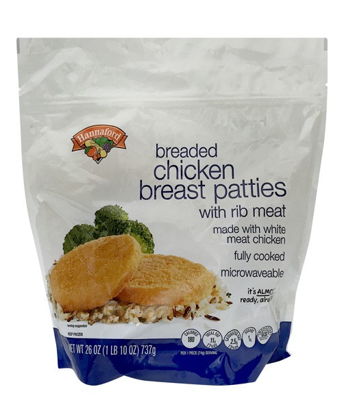 Hannaford Breaded Chicken Breast Patties 1Source