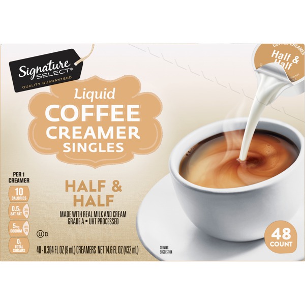 Signature Select Liquid Coffee Creamer Singles Half & Half 1Source