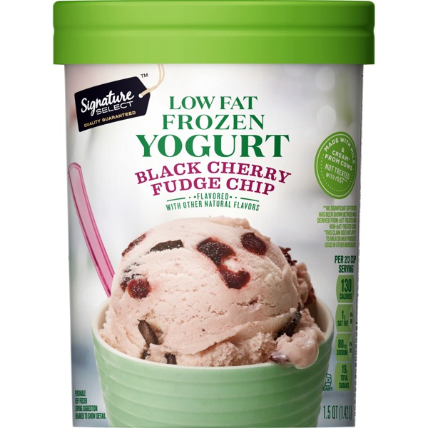 Signature Select LOW FAT FROZEN YOGURT Black Cherry Fudge Chip 1Source