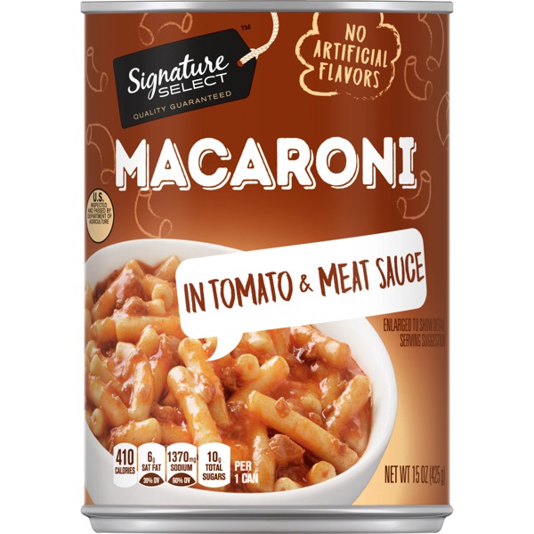 Signature Select MACARONI IN TOMATO & MEAT SAUCE 1Source