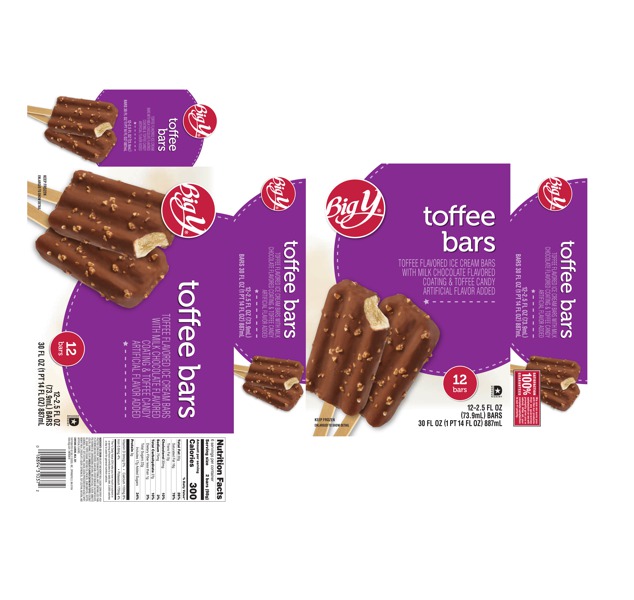 Big Y Toffee Ice Cream Bars With Milk Chocolate Flavored Coating